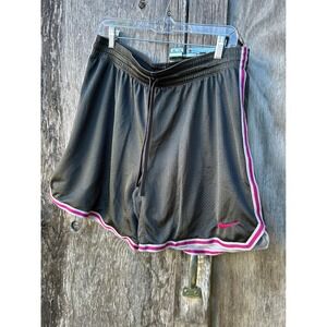 Nike Dri-FIT Women Large Mesh Basketball Shorts Gray Pink Y2K Running Gym Sporty